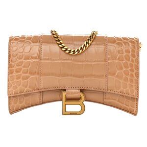 Balenciaga Nude Croco Embossed Hourglass Bag Removable Chain Strap